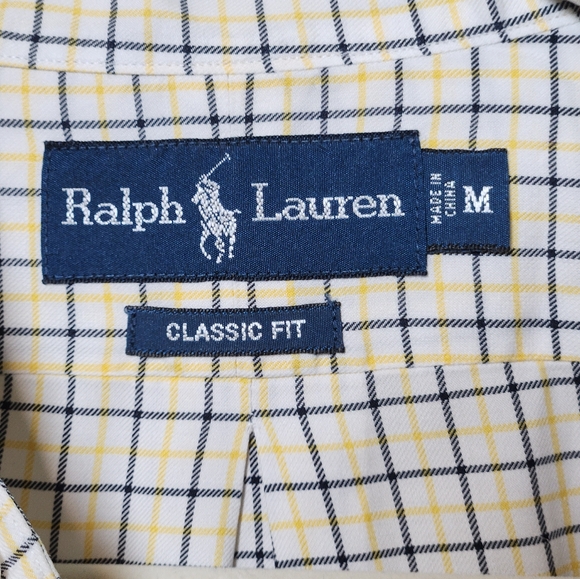 Ralph Lauren Classic Fit Black Yellow Long Sleeve Button Down Embroidered Logo M - Picture 2 of 6